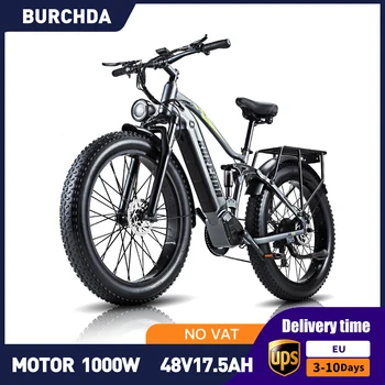 Электрический Велосипед 1000 Вт Мотор Для Взрослых 48V17.5AH Электрический Велосипед 26 Дюймов 4,0 Толстая Шина Дорожный Снежный Горный MTB Мотоцикл BURCHDARX80